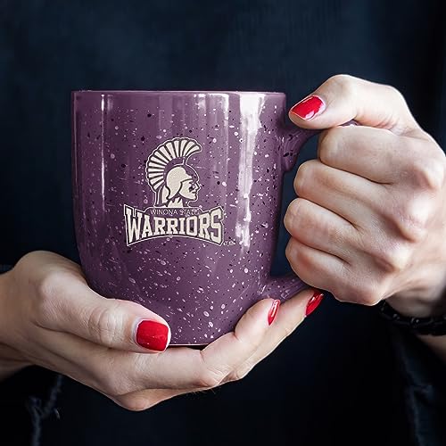 Image of Rico Industries NCAA Winona State Warriors Purple Personalized 16 oz Team Color Laser Engraved Speckled Ceramic Coffee Mug