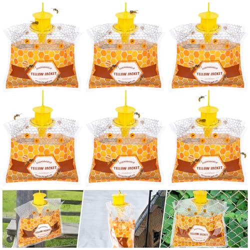 6 Pack Wasp Traps Outdoor Hanging, Carpenter Bee Traps for Outside, Yellow Jacket Trap Hornet Trap, Carpenter Bee Killer Bug for Outdoor Farm Garden