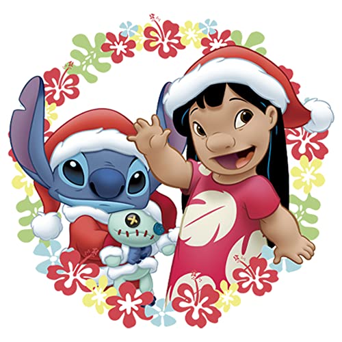 Image of Disney Girls Lilo & Stitch Lilo and Stitch Holiday Girl's Solid Crew Tee