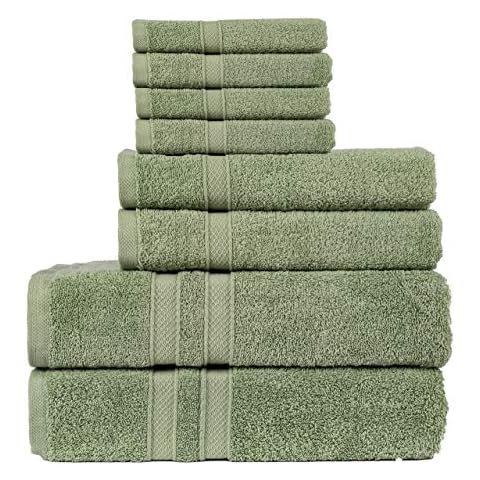 Living Fashions 8 Pack Towel Set - 2 Bathroom Towels, 2 Hand Towels, 4 Wash Cloths Bathroom Set - Plush & Absorbent 100% Ring Spun Cotton Bath Sets - Bath Towels, Hand Towels, Washcloths Bathroom Sets Cover