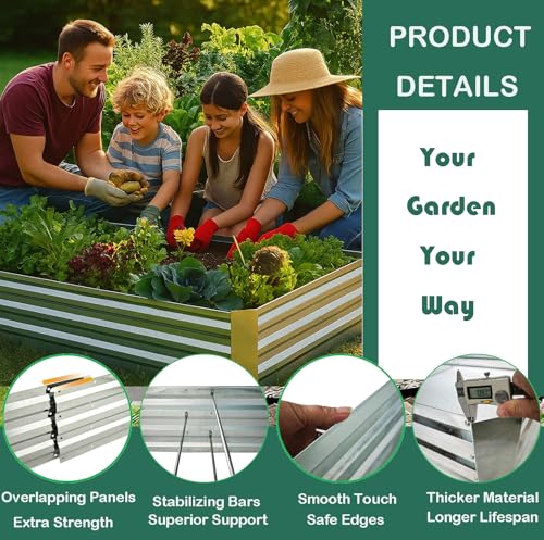 Galvanized Raised Garden Beds 3-Pack (8x4x1ft Each) – Overlapping 4-Inch Panels with Two-Row Screws, Heavy-Duty Metal Planter Box for Vegetables, Herbs, Flowers, Large Garden Kit - Image 5