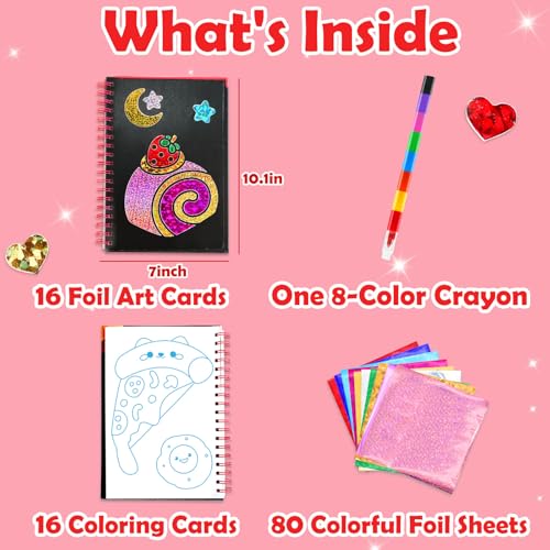 Image of FUNNYB&G Mess-Free Foil Art Craft for Girls Ages 4-10, Kids Birthday Gift
