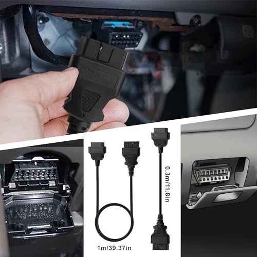 Image of OBD2 Extension Cable OBD II 16 Pin Male to Female Diagnostic Extender Cord for OBD-II Scan Tool Compatible for All OBD2 Vehicles (1 Ft)