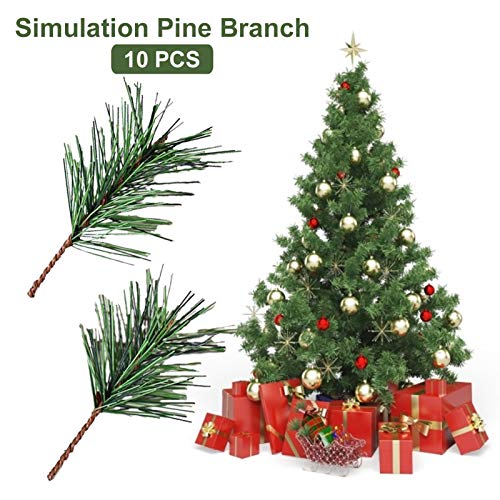 leveraYo 10PCS Artificial Plants Pine Leaves Needle for Christmas Wreath Garland Decoration?Christmas Ornaments Crafts Home Decorations