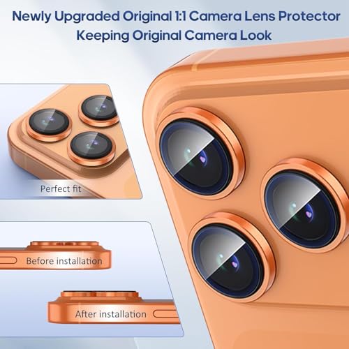 Image of for iPhone 17 Pro / 17 Pro Max Camera Lens Protector Original Individual Lens Screen Protector | 9H Hardness, Scratch-Resistant, Case Friendly (Orange)