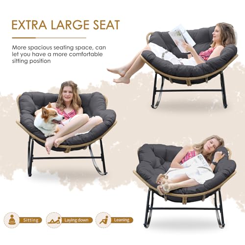 Nicesoul ROCKING CHAIR With Cushion, Oversized Patio Papasan Rocking Chair thumb #5
