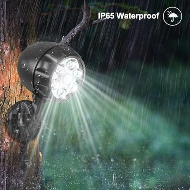 Battery Motion Sensor Light Outdoor, 600 LM Battery Operated Motion Lights Outdoor 6 LEDs 400sqft, 6000K Auto On Off 360¡« Adjustable Battery Flood Lights Outdoor Waterproof, 2 Pack, Black