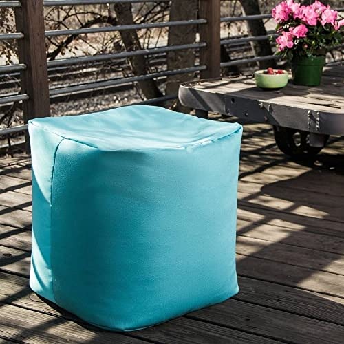 Light Blue Simple Stylish Outdoor Ottoman 17.0 In. X 17.0 In. X 17.0 In. Size, Modern & Contemporary Style, Solid Print, Fade and Weather Resistant | All Season Perfect for Patio Terrace & Balconies
