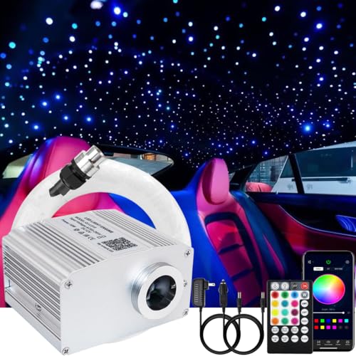 Image of AMKI 10W Bluetooth APP Control Twinkle Fiber Optic Lights 200pcs 0.03in 6.5ft Fiber Cables Strands RGBW Engine Driver Sound Activated Remote Control Starlight Headliner for Car Home Star Ceiling Kit