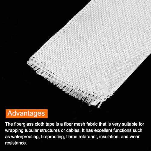 Image of MECCANIXITY 1pcs Fiberglass Cloth Tape 14m(15 Yard) x60mmx0.5mm C Glass Fiber Fiberglass Mesh Glass Fiber Mesh Woven Fiberglass Fabrics Insulation Tape for Reinforcement Repair