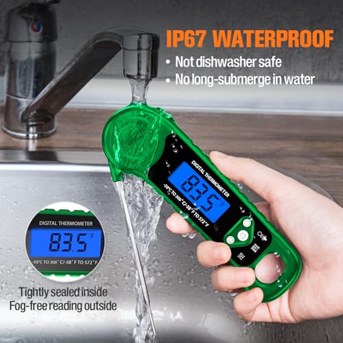 Image of AMMZO Digital Meat Thermometer for Grilling, Candy Thermometer Instant Read Food Thermometer Waterproof with Backlight for Cooking, Deep Fry, BBQ, Grill, Smoker and Roast (Green)