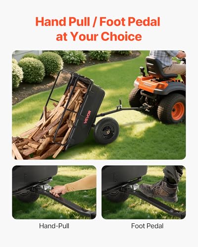 Image of VEVOR 500Lbs 10 Cu.Ft. ATV UTV Trailer Tow Behind Dump Cart, Heavy Duty Pull Behind Utility Dump Trailer for Lawn Mower Trailer Tractor Garden Yard with 16in Tires