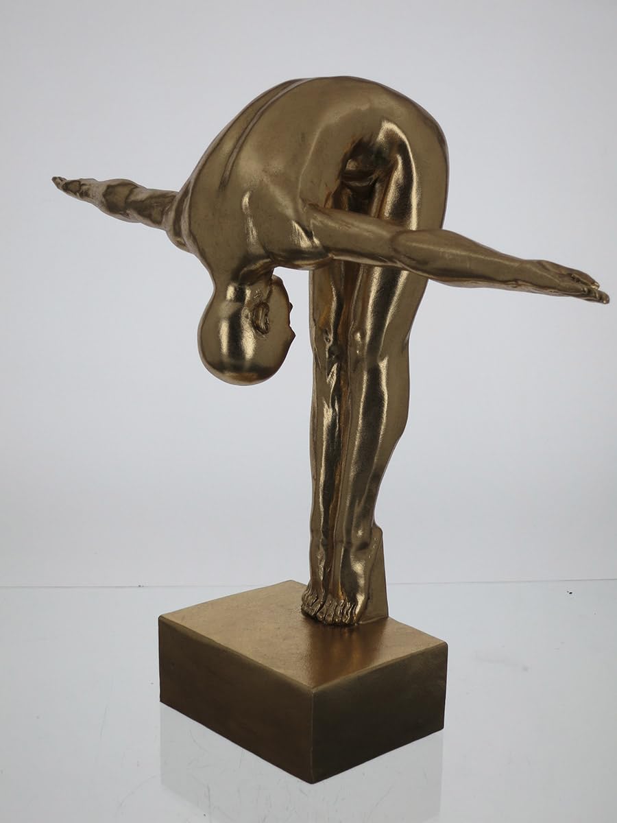 GILDE Gold Metallic Effect Resin Cliffhanger Sculpture 46cm High 56cm Wide 17cm Deep
