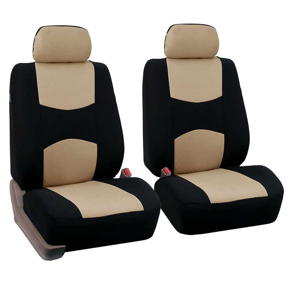 ZZZZS Voiture Ensembles De Housses Siège pour Mustang VI Coupe 2015 2016 2017, 9pcs Housse de Siege Tissu Protection Couverture Siège Nonslip Accessoire,A/Beige