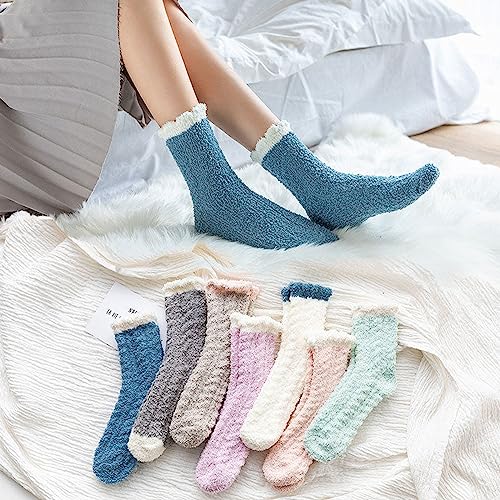 Tergy 6/20 Pairs Fuzzy Socks Soft Cozy Fluffy Warm Winter Sleep Plush Bed Microfiber Slipper Fleece Socks for Women4