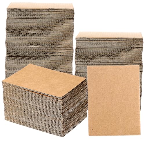 プレミアムクラフトブラウン段ボールパッド200枚、厚さ3.5x4.7インチ、厚さ2mm、バルクフラット段ボールシート段ボールシート、Tシャツ、配送、郵送、段ボールクラフト用