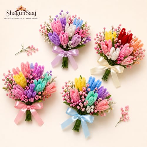 Image of ShagunSaaj Pipe Cleaner for Bouquet DIY Craft Flowers Kit - Fuzzy Chenille Stems & Fluffy Sticks for Arts & Crafts, Creative School Projects, Kids Craft Supplies, Home & Party Decor (Pink Floral Kit)