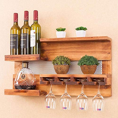 Porte-bouteille mural en bois massif et support de rangement stable