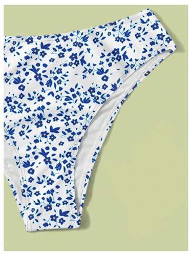 Image of COZYEASE Girls' 2 Piece Ditsy Floral Print Knot Front Ruched Triangle Bikini Swimsuit