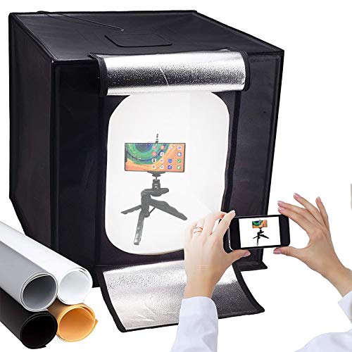 Boîte à Lumière LED 70x70x70cm 5500K 65W, Tente de Tir Pliable, Tente de Shooting Portable avec 4 Toile de Fond Pliant et Sac de Transport pour Photographie Photo Studio Vidéo
