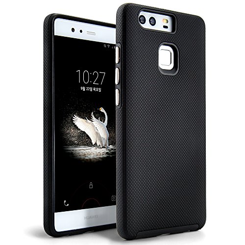 Huawei P9 Case,Easymoo 2 in 1 Dual Layer Protective Impact Resistant Shockproof Fit Thin and Slim Case for Huawei P9 - Black