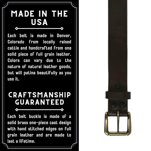 R.G. BULLCO Men's 1-1/2" Genuine Premium Real Full Grain Leather Belt with Roller Buckle - Style-1233