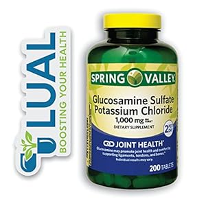 Glucosamine Sulfate Potassium Chloride Tablets. Includes Luall Fridge Magnet + Spring Valley Glucosamine Sulfate…