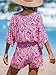 CUPSHE Women's Summer Romper Abstract Print V Neck 3/4 Sleeve Loose Drawstring Mini Jumpsuit Wide Leg Outfit Fuchsia, XS