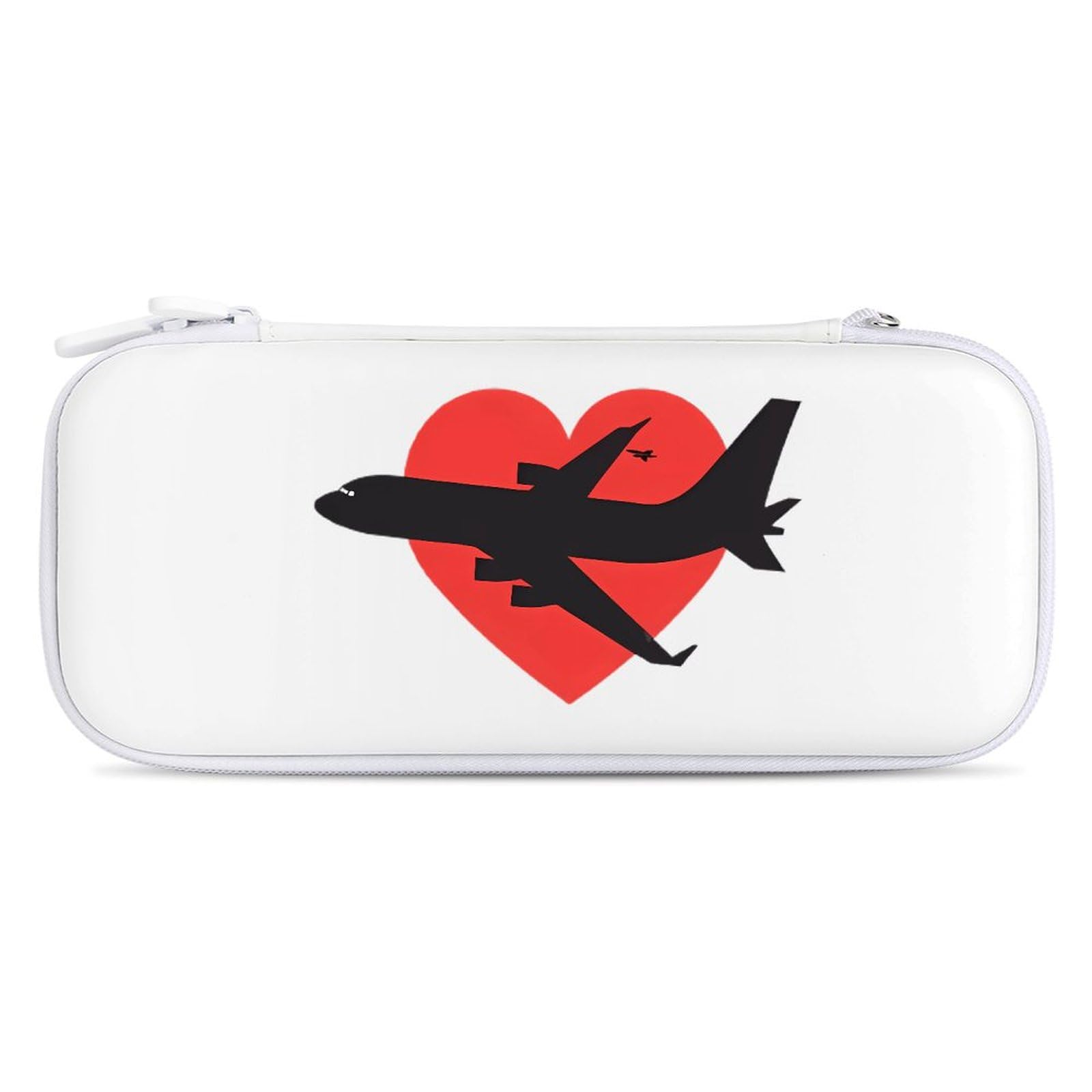 Airplane with Heart Compatible with Switch Carrying Case Hard Travel Game Bag Pouch with 15 Games Accessories White-style