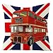 Aeici Federe Cuscini Divano, Federa Cuscino 45x45cm Fodere Decorative Cuscini Divano Bandiera del Regno Unito e Modello di Autobus Rosso Blu Stile 04