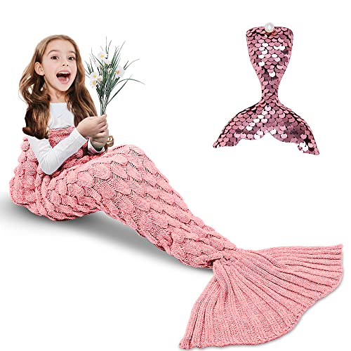 AmyHomie Mermaid Tail Blanket, Hand Crochet...