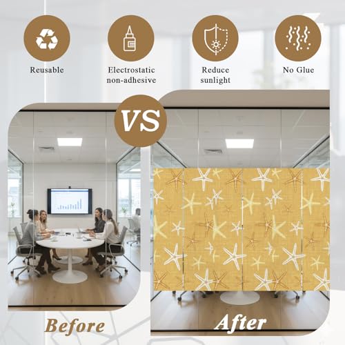 Window Privacy Film Vintage Ginger Yellow Starfish 17.7 x 39.3 miniatura 5