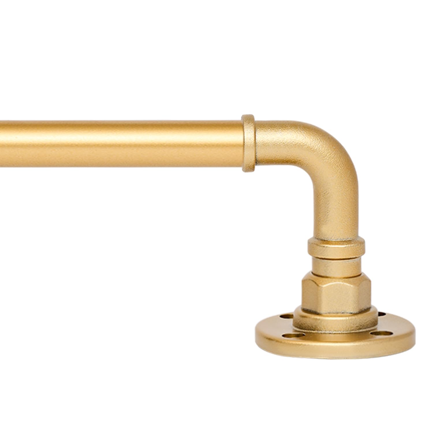 3/4 Inch Adjustable Industrial Curtain Rod Set, 30 to 126 Inches, Heavy Duty Drapery Rods for Indoor and Outdoor, Gold