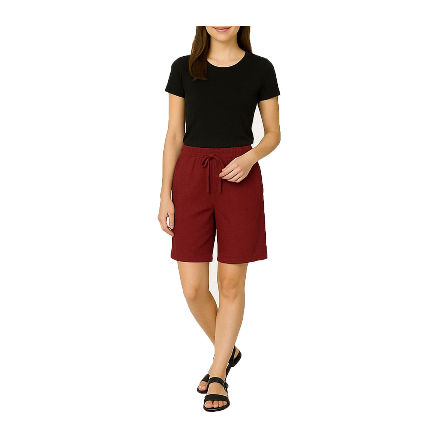 Women's Cotton Plain Shorts For Girls Marrone Single Pack-picture-46