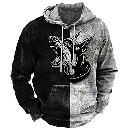 Zeiyignr Men's Western Aztec Sweatshirts, Ethnic Print Graphic Patchwork Hoodies Slim Casual Pullover Tops with Drawstring