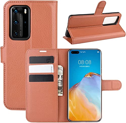 Étui iPhone 13 Pro Max contre les rayures d'écran avec rabat cuir marron anti-choc