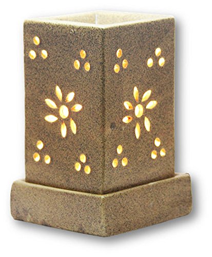 eDivine Diffusore di olio di aroma, in ceramica, quadrato, taglio foglia, senape #-3
