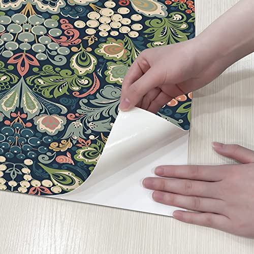 Jiffdiff Botanical Wallpaper Peel And Stick Morris Floral Wallpaper Cabinet Contact Paper Stick On Wall Paper Wall Decor (Midnight Blue，Second Batch) #TOP6