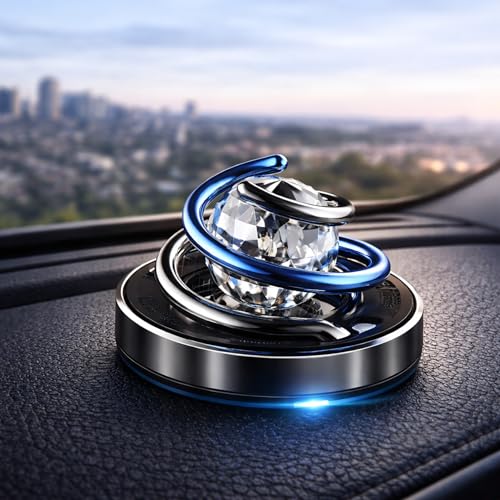 Image of YOURKARTS Car Perfume Diffuser (Black) - Solar Powered Double-Ring Aromatherapy Freshener with Interior Decoration Appeal for Dashboard car accessories