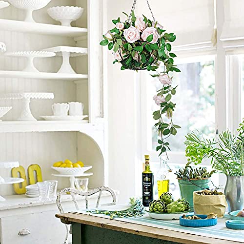 Meiliy 2 Pack 6.6 Ft Fake Rose Vine Flowers Plants Artificial Flower Home Hotel Office Wedding Party Garden Craft Art Decor (Blush Pink Rose Garland 2 Pcs)… #TOP4