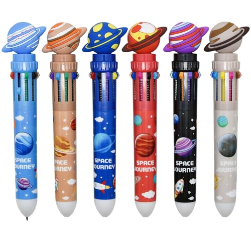Maydahui 12 PCS Planet 10 in 1 Shuttle Pens Retractable Multicolor Ballpoint Pen 10 Ink Colors for Writing