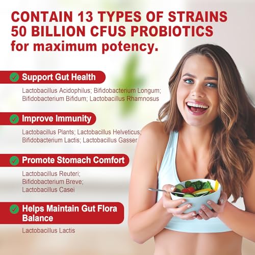 NEVISS Probiotic + Prebiotic Gummies for Adults & Kids 4+, Sugar Free Chewable 50 Billion CFUs w/Fiber, Vitamin B1 B2 D3 & Zinc, for Digestive & Gut Health, Boost Microflora Diversity, 60 Cts