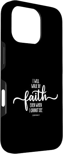Miniatura 54 de Funda para iPhone 12 Pro Max con texto en inglés "I Will Walk By Faith, God Jesus Christian Bible Inspiration
