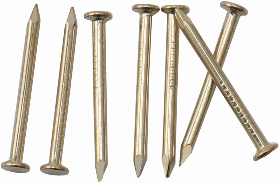 900pcs Gold Hardware Nails, 3/4'' × 17 Ga Brass Plated Finishing Nails, Flat Head Nails, Picture Nails, Hanging Nails, Wood Nails, Small Nails, Wire Nails