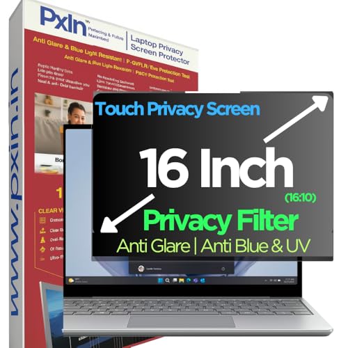 Image of Pxin 16 Inch (16:10) Touch Laptop Privacy Screen | Adv. StealthView | Laptop Ultra Privacy | Anti UV | Anti-Glare | Blue Light Block