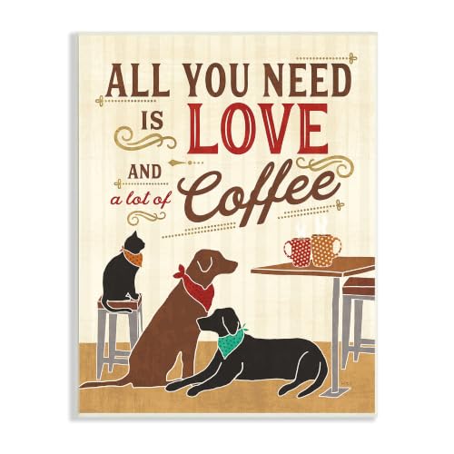 Image of Love Coffee Cats Dogs Letter, 13 x 19 Inch Mounted Print on Wall Plaque
