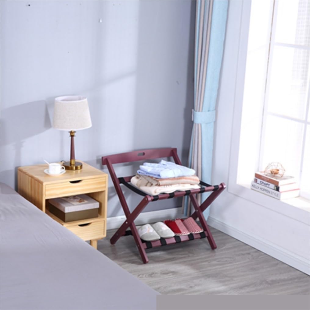 折りたたみ式スーツケーススタンド ゲストルーム ベッドルーム ホテル用 二層折りたたみ荷物木製ラック床から天井までハンドバッグブラケ