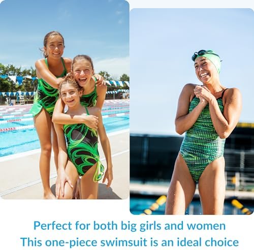 iSwim Thin Strap One Piece Swimsuit, Womens' & Girl's Competitive Swimwear, Training Fit, Quick Dry, UPF 50+