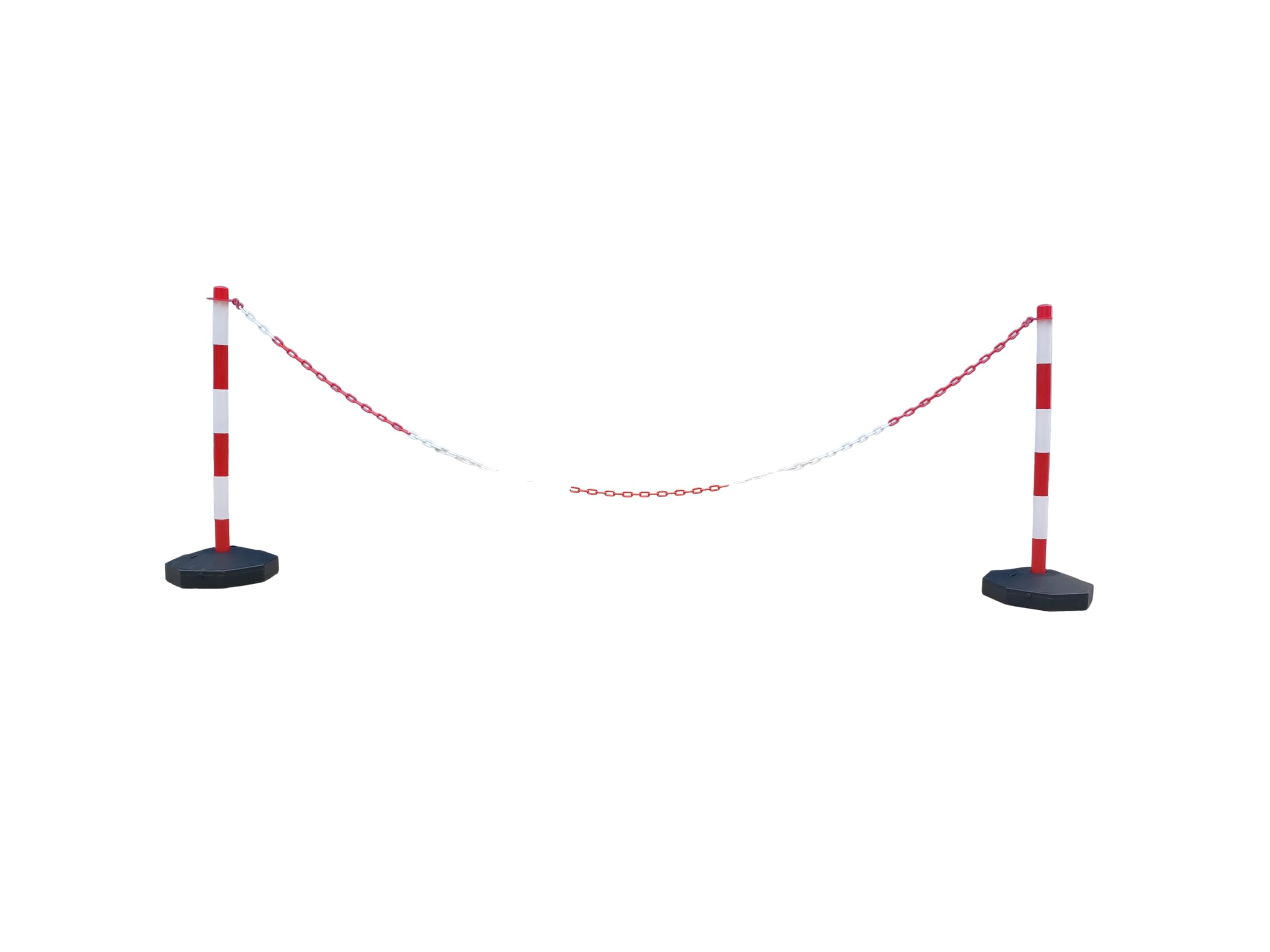 GC2-CH2.5 Paire de Poteaux en Plastique avec Chaîne en Plastique de 2,5 m (Rouge Blanc, 2,5 m)