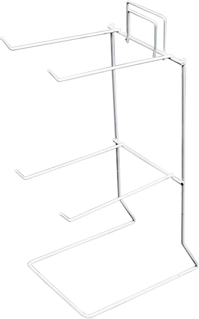 4 Hook Retail Counter Top Display for Souvenirs, Keyrings POS Till Point in White (J48)